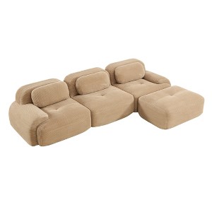 117" Corduroy Modular L-Shaped Sectional Sofa with Ottoman - 1 of 4