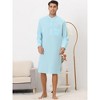 Lars Amadeus Men's Loose Fit Banded Collar Henley Nightgown - 4 of 4