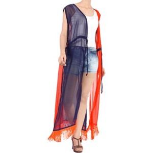 LA LEELA Women's Open Front Summer Swim Suit Vacation Beachwear Long Bathing Suit Duster Cardigan Swimwear Coverups Casual Beach - 1 of 4