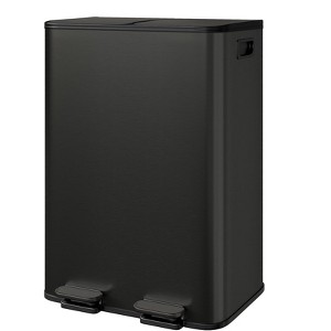 2 x 8/10.6 Gallon Stainless Steel Trash Cans w/Lids, Dual Compartment Step-On Bins for Kitchen - 1 of 4