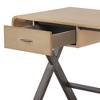 Aluminum Writing Desk with Patchwork Top and X-Shape Metal Base - 4 of 4