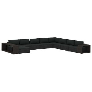 vidaXL 'Black 11-Piece Patio Lounge Set with Cushions - Poly Rattan Outdoor Furniture with Comfortable Cushions and Versatile Layout - 1 of 4