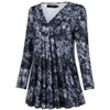 Women's Plus Size Long Sleeve V Neck Tunic Tops Pleated Flowy Tee Shirt Causal Loose Blouse, Black Tie Die, 4XL - 2 of 4