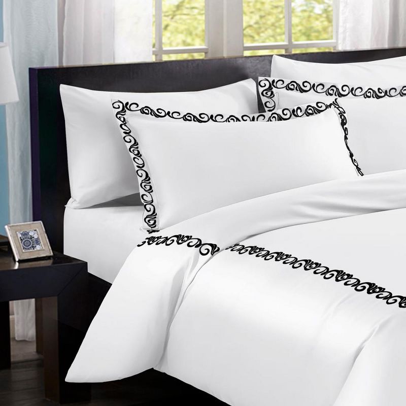 Linen Classique 320TC Embroidered Hotel Style - White/Black, 2 of 4