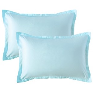 2 Pack Brushed Microfiber Pillow Shams, Super Soft and Cozy Oxford Pillowcases - NTBAY - 1 of 4