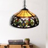 18" x 18" x 12" Tiffany Style Hanging Lamp Amber/Green - Warehouse of Tiffany - 2 of 3