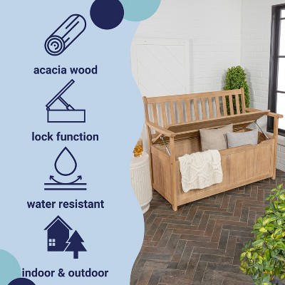 Sophie 48" Light Teak Acacia Wood Storage Bench