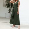 Women's Green V-Neck Wide Leg Jumpsuit with Waist Tie - Cupshe - 4 of 4