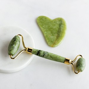 Beautimate Jade Roller and Gua Sha Set – Natural Facial Massage Tools for Lymphatic Drainage, Circulation, and Radiant Glow - 1 of 4
