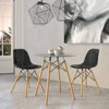 LeisureMod Dover 3-Piece Dining Set with Round Clear Glass Top Bistro Table and 2 Plastic Chairs - 2 of 4