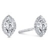 Pompeii3 1/2Ct Marquise Halo Screw Back Diamond Studs White or Yellow Gold Earrings - 2 of 3