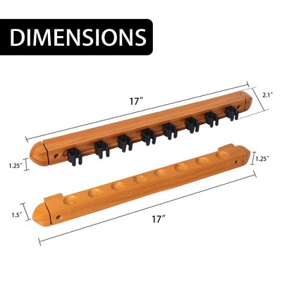 Oak Wall Mounted 2-Piece Pool Cue Rack for 8 Sticks