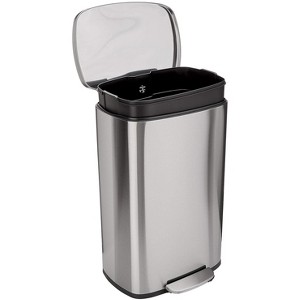 Basics Smudge Resistant Small Rectangular Trash Can With Soft-Close Foot Pedal, Brushed Stainless Steel - 1 of 4