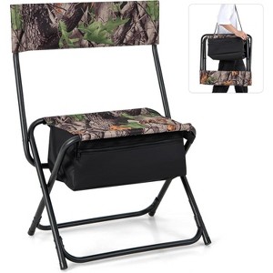 Gymax Camping Chair with Storage Lightweight Folding Seat with Insulated Cooler Bag & Metal Frame High-back Blind Chair 330 LBS Weight Capacity - 1 of 4
