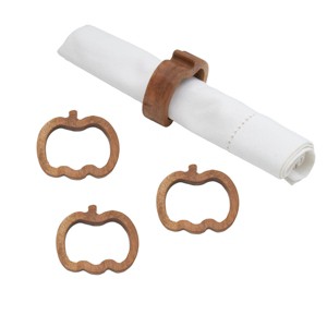C&F Home Pumpkin Wood Napkin Rings S/4 - 1 of 3