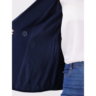 Allegra K Women's Work Office Casual Double Breasted Blazer with Pocket Medium Navy Blue — фото 5