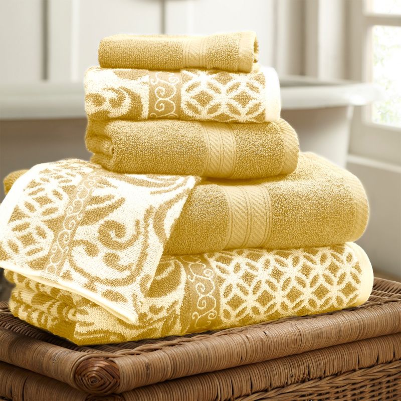 Modern Threads Reversible Yarn Dyed Jacquard Towel Set, Trefoil Filigree., 3 of 4