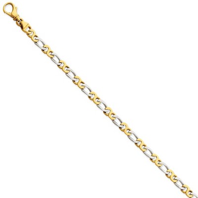 Black Bow Jewelry 14K White & Yellow Gold, 4.8mm Fancy Link Chain Bracelet, 8 Inch