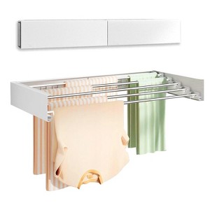 Heavy-Duty Wall-Mounted Clothes Airer - Space-Saving Foldable Indoor/Outdoor Hanging Rack with Aluminum Rods, Durable Design in White Finish - 1 of 4