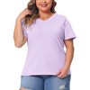 Agnes Orinda Women's Plus Size Basic Casual V Neck Short Sleeve Plain T-shirts - 2 of 4