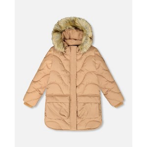 Deux par Deux Girl Long Wavy Quilt Puffy Winter Coat Chanterelle - 1 of 4