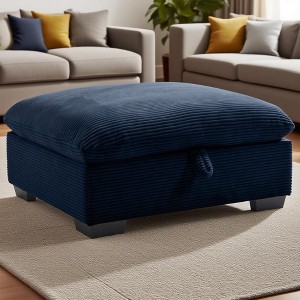 Sapphtopaz Modern 36.6" Rectangle Ottoman Corduroy Footstools Bedroom Decor with Storage Vanity Stool for Living Room, Bedroom, Hallway - 1 of 4