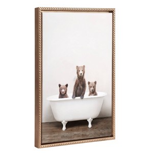 18"x24" Sylvie Beaded Three Little Bears in Vintage Bathtub Framed Canvas by Amy Peterson - Kate & Laurel All Things Decor - 1 of 4