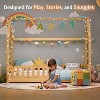 AMERLIFE Twin Size House Bed for Kids with Guardrails, Removable Rails, Playhouse Roof, Montessori Wooden Floor Bed Frame, Easy Assembly - 3 of 4