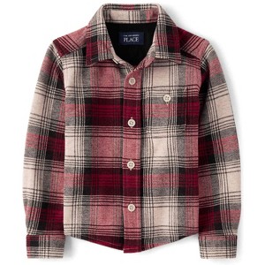 The Children's Place Toddler Boys Long Sleeve Plaid Luxe Cozy Knit Button Up Shirt - 1 of 3