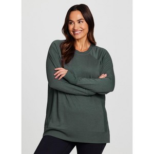RBX Active Women's Ultra Lightweight French Terry Pullover Long Sleeve Yoga Tunic with Thumbholes - 1 of 4