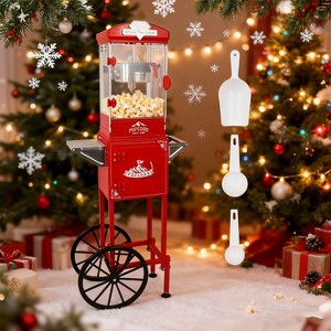 KTMBDW Popcorn Maker Machine -Professional Cart With 10 Oz Kettle Makes Up to 40 Cups-Vintage Popcorn Machine Movie Theater Style with 3 plastic spoon - 1 of 4
