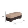HomeRoots 52" Tan and Brown Chenille And Faux Leather Storage Ottoman - 3 of 4
