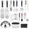 Itopfox 135 Pcs Griddle Grill Tools Set with Basting Cover, Spatula, Scraper, Bottle, Tongs, Egg Ring for Professional BBQ Cooking - 2 of 4