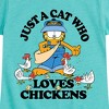 Girls' - Garfield - Just A Cat Who Loves Chickens Fitted Short Sleeve Graphic T-Shirt - 2 of 4