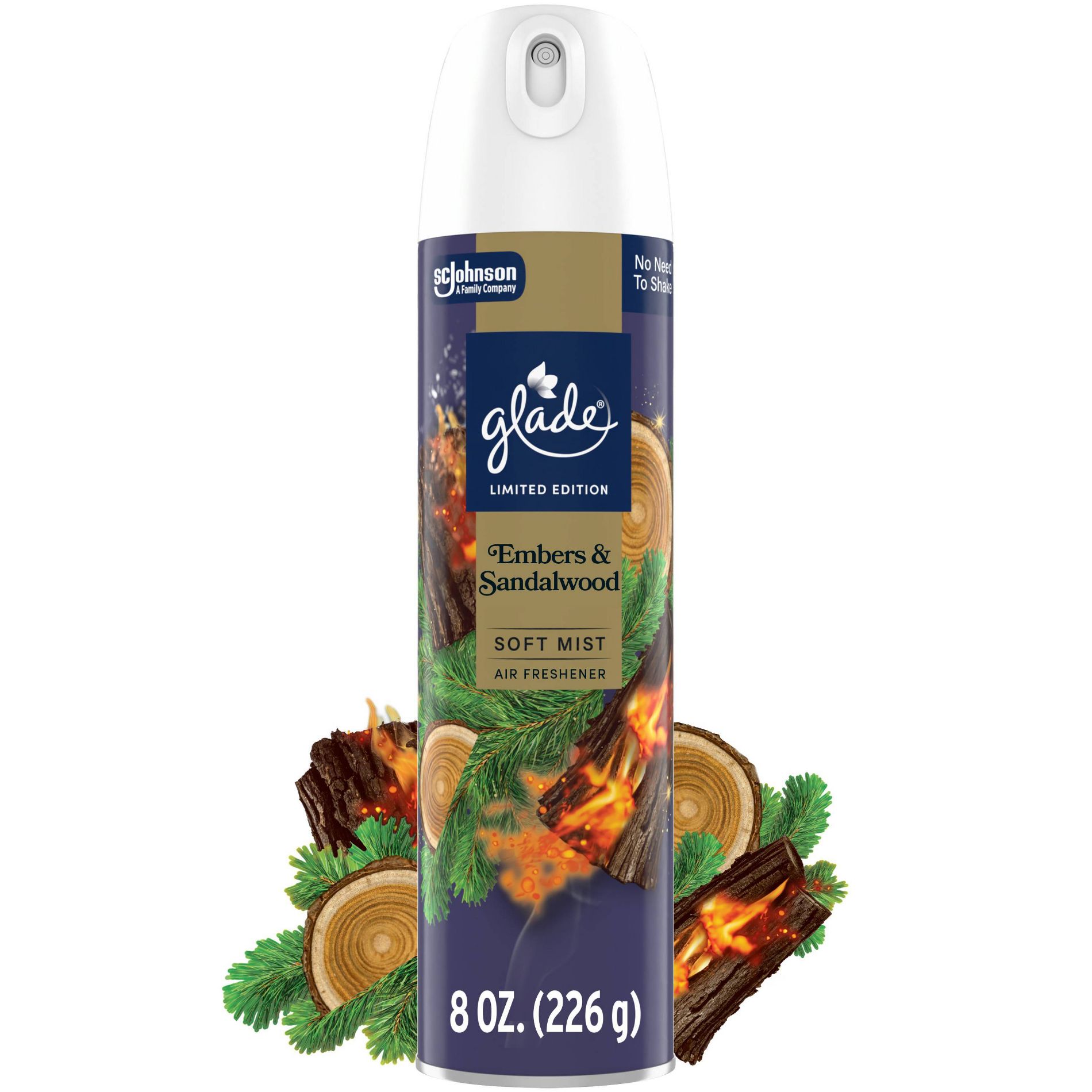 Glade Compressed Gas Air Freshener Aerosol - Embers & Sandalwood - 8oz