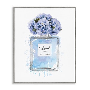 Stupell Industries Blue Flowers Perfume Bottle, 11" x 14" - 1 of 4
