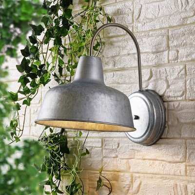 Jennine Silver Industrial LED Wall Sconce Set with Galvanized Shade