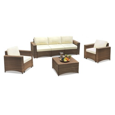 4pc Studio Shine Collection Patio Conversation Set with Sofa, Armchairs & Coffee Table - W Unlimited