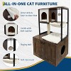 Acekool Cat Tree with Litter Box Enclosure, Corner Cat Tower, Dog Proof Cabinet, Condo, Hammock, Scratching Post & Play Ball, Retro Brown - 3 of 4