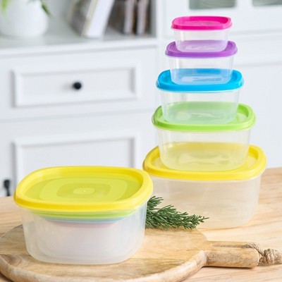 20-Piece Multicolor Plastic Food Storage Container Set