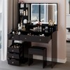 VYNXARIA 41" Large Size Left Bedside Cabinet Vanity Table&Cushioned Stool,Multi Layer High Capacity Storage, Suitable For Large Space,Black - 2 of 4