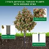 2 Pack Artificial Topiary with Ground Spike, UV Resistant Faux Greenery Shrubs, Fake Christmas Evergreen Plant for Front Porch Garden - 3 of 4