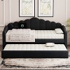 ModernLuxe Twin-size Daybed, Upholstered Platform Bed Frame with Twin Trundle Bed, Velvet Sofa Bed with USB Charging Ports - 3 of 4