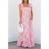 Amaryllis Women’s Smocked Midi Dress Adjustable Tie Straps Tiered Skirt Botanical Floral Print - 2 of 4