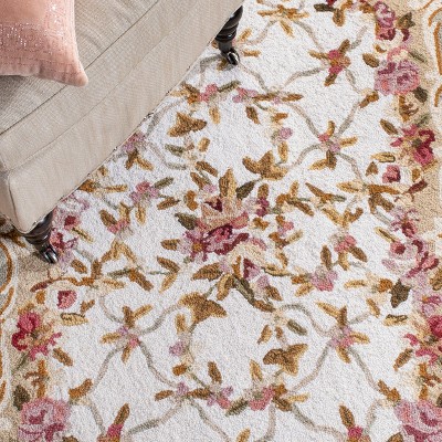 Ivory Hand-Knotted Wool 6' x 9' Rectangular Rug