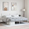 vidaXL White Metal Bed Frame with Headboard - Powder Coated Steel Material - 2 of 4