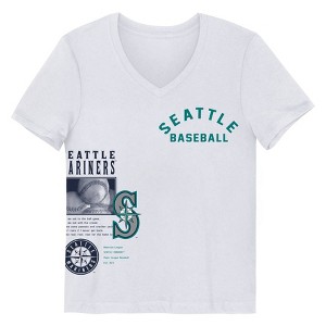 MLB Seattle Mariners Girls' White V-Neck T-Shirt - 1 of 1