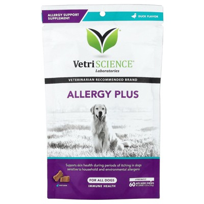 Vetriscience Allergy Plus, For All Dogs, Duck, 60 Bite-Sized Chews, 4.23 oz (120 g)