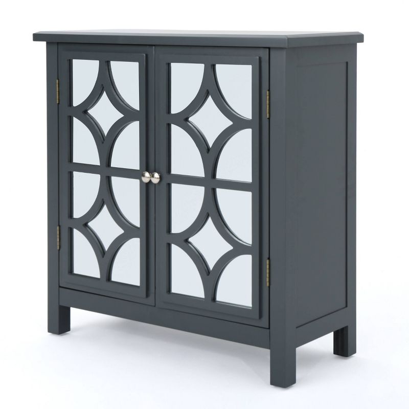 Melora Fir Wood Cabinet with Mirrored Doors Charcoal Gray - Christopher Knight Home, 1 of 10
