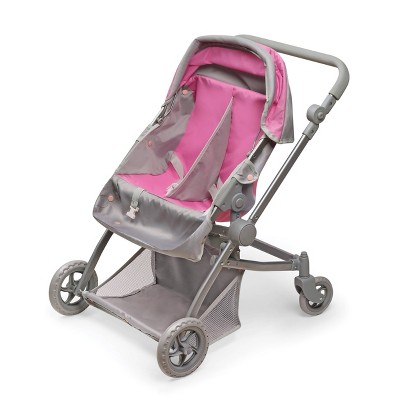 Voyage Twin Carriage Doll Stroller with Gray and Pink Fabric